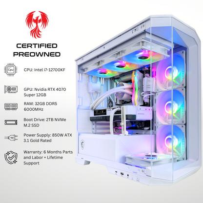 Certified Pre Owned Eagle - Nvidia RTX 4070 Super Intel i7-12700KF 32GB DDR5 RAM 2TB SSD RGB Gaming PC