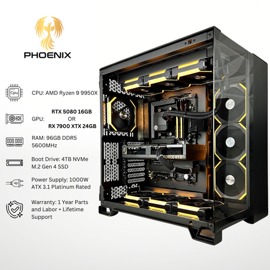 Phoenix ProArt Creator - Nvidia RTX 5080/AMD RX 7900 XTX Ryzen 9 9950X 96GB RAM 4TB SSD DDR5 RGB Gaming PC