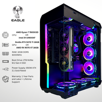 Eagle Plus - Nvidia RTX 5070 Ti/AMD RX 9070 XT 32GB RAM 2TB SSD DDR5 RGB Gaming PC