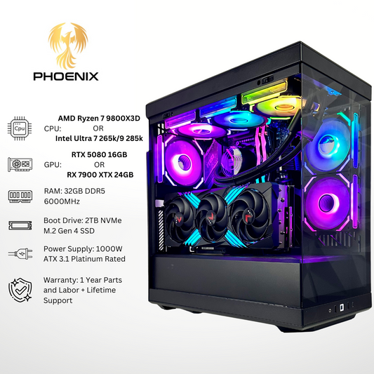 Phoenix - Nvidia RTX 5080/AMD RX 7900 XTX 32GB RAM 2TB SSD DDR5 RGB Gaming PC