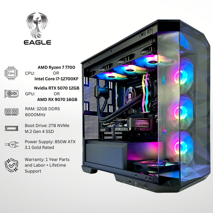 Eagle -  Nvidia RTX 5070/AMD RX 9070 32GB RAM 2TB SSD DDR5 RGB Gaming PC