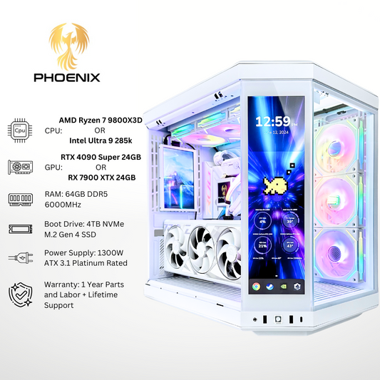 White Phoenix Plus - Nvidia RTX 4090/AMD RX 7900 XTX 64GB RAM 4TB SSD DDR5 RGB Gaming PC