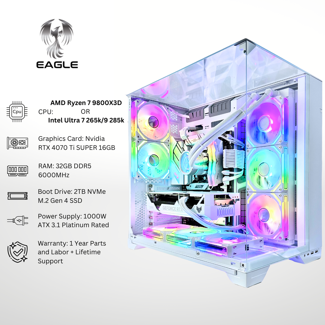 White Eagle Plus - RTX 4070 Ti SUPER 32GB RAM 2TB SSD DDR5 RGB Gaming PC