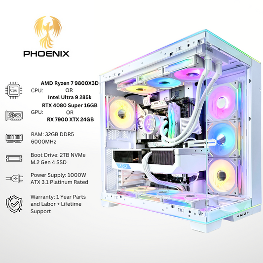 White Phoenix - RTX 4080 SUPER/AMD RX 7900 XTX 32GB RAM 2TB SSD DDR5 RGB Gaming PC