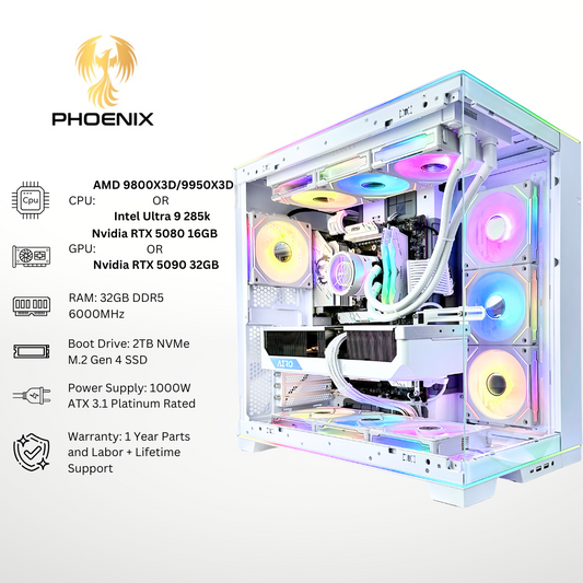 White Phoenix - Nvidia RTX 5080/5090 32GB RAM 2TB SSD DDR5 RGB Gaming PC