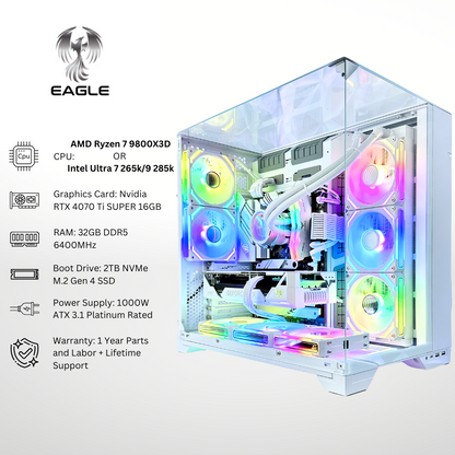 White Eagle Plus - RTX 4070 Ti SUPER 32GB RAM 2TB SSD DDR5 RGB Gaming PC