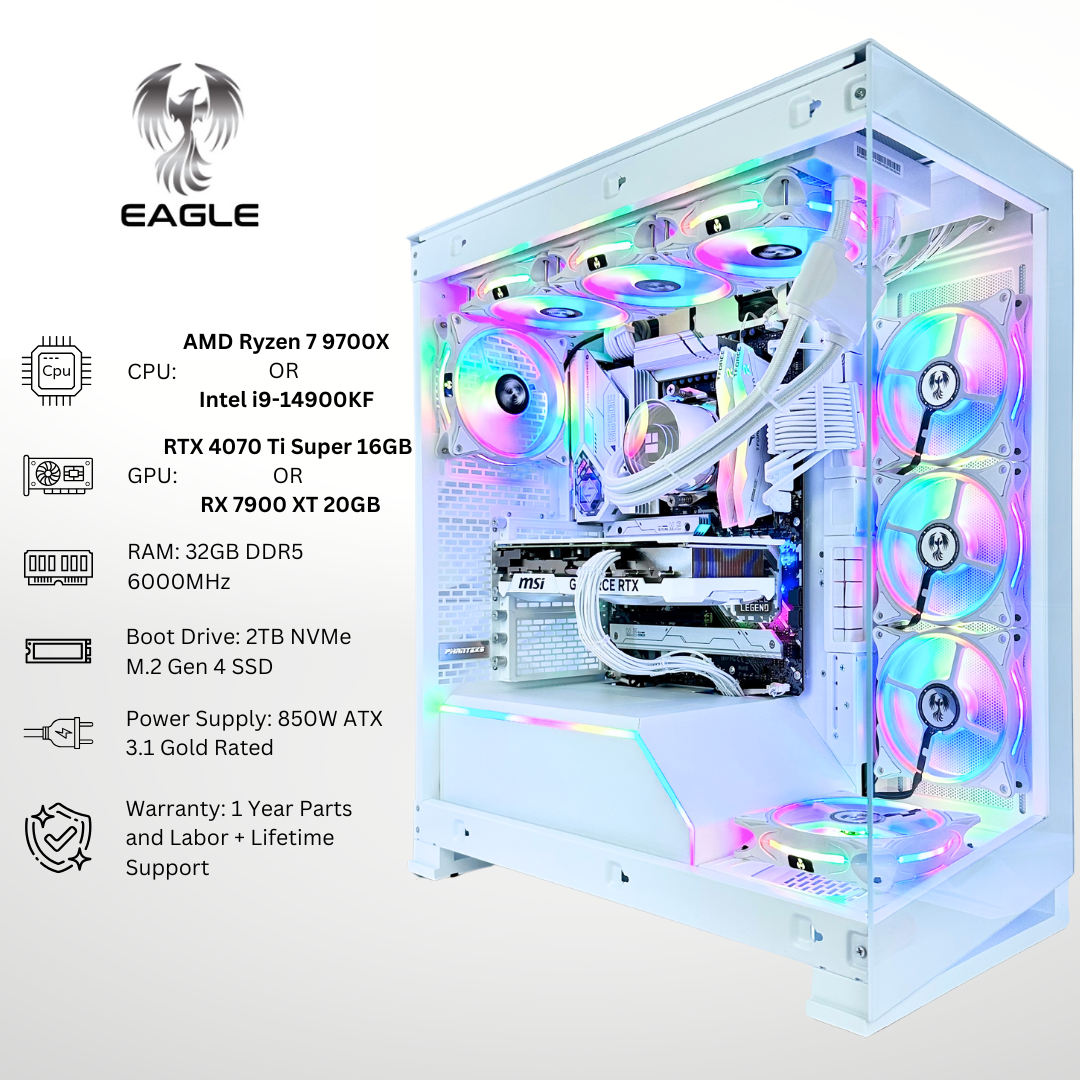 White Eagle Plus - Nvidia RTX 4070 Ti SUPER/AMD RX 7900 XT 32GB RAM 2TB SSD DDR5 RGB Gaming PC