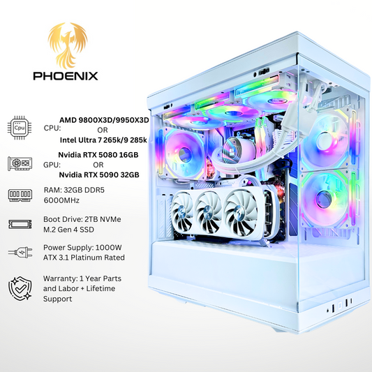 White Phoenix - Nvidia RTX 5080 / 5090 32GB RAM 2TB SSD DDR5 RGB Gaming PC