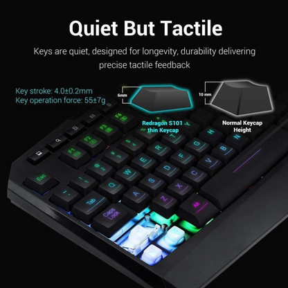 Redragon S101 Wired RGB Backlit Gaming Keyboard and Mouse, Gaming Mouse Pad, Gaming Headset Combo