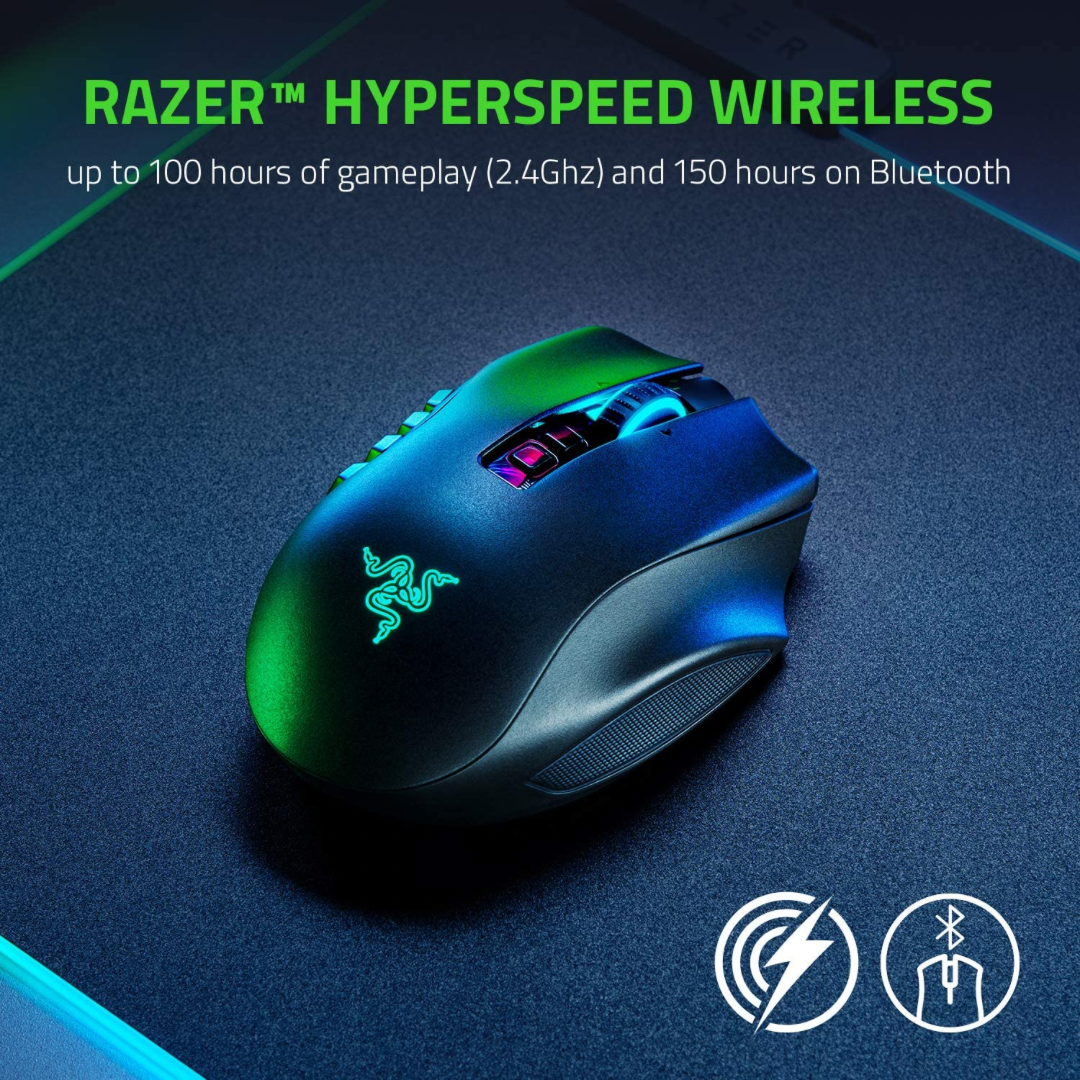 Razer Naga Pro Wireless Gaming Mouse: Interchangeable Side Plate, 20K DPI Optical Sensor