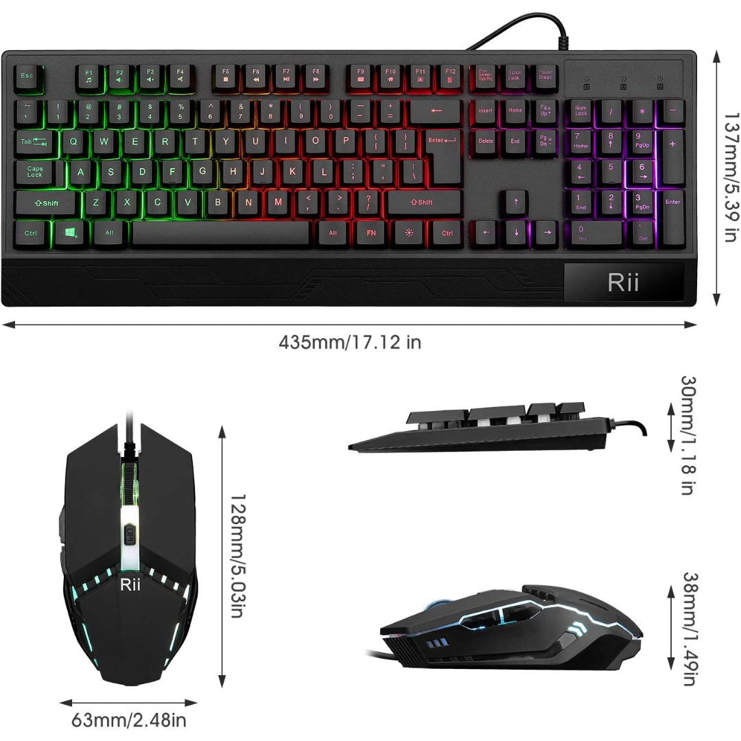 Set Tastiera E Mouse Gaming Rii RK400+ - Layout Italiano, Retroilluminazione LED 7 Colori, Anti-Ghosting - Foto 6
