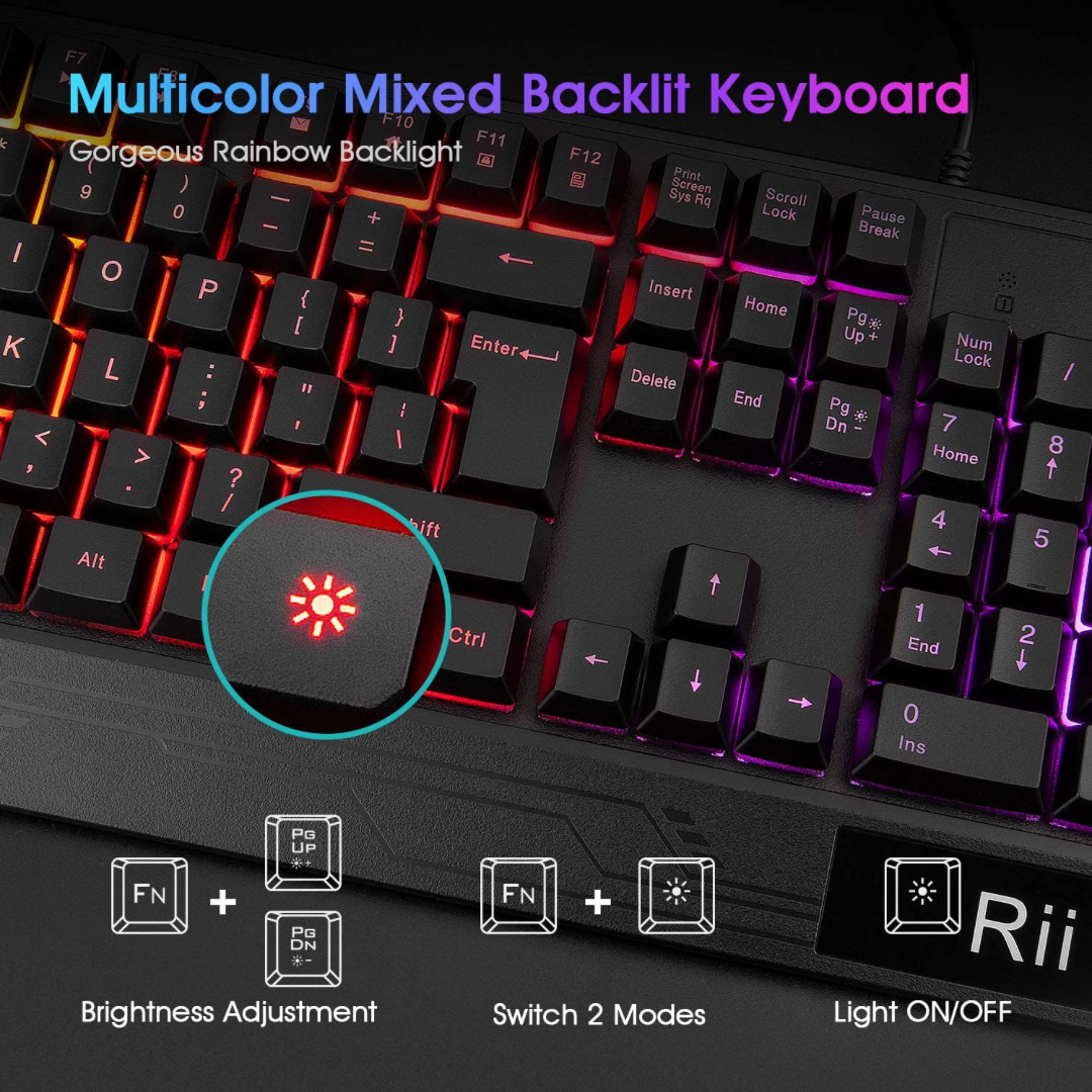 Rii RK400 RGB Gaming Keyboard and Mouse Combo
